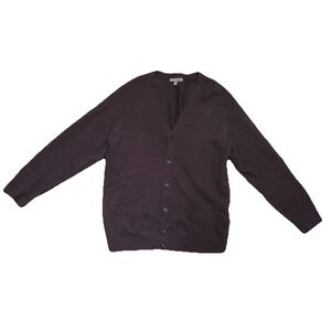 Uniqlo Lambswool Dark Brown Cardigan Sweater  Size XL Old Money Library Academia